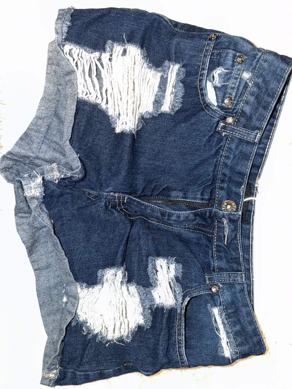 Hype Distressed Dark Blue Denim Cutoff Shorts